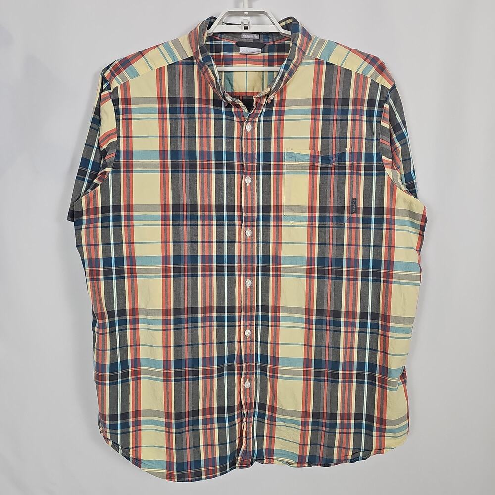 Lot of 3 Columbia Men Short Sleeve Plaid Button Up Shirt Pack Navy Check 3XLT